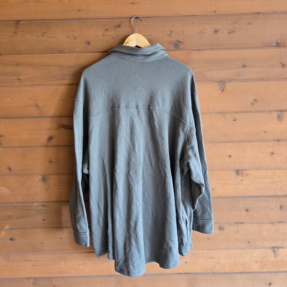 Old Navy Fleece Tunic Shacket Button Down NWT Stone Wall Green 4X Top Shirt - Picture 3 of 5